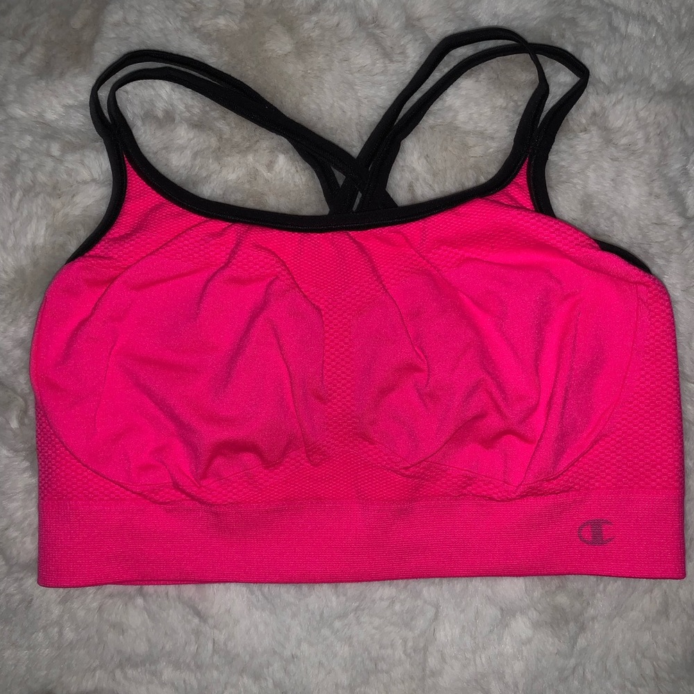 hot pink champion sports bra